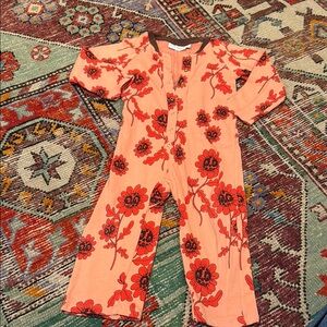 Mini Rodini Floral Orange and Red Baby Jumpsuit